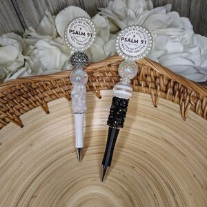 Psalm 91 Beaded Pens - Black and White Set